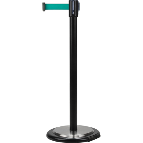 Free-Standing Crowd Control Barrier, Steel, 35" H, Green Tape, 7' Tape Length MAS Chibougamau