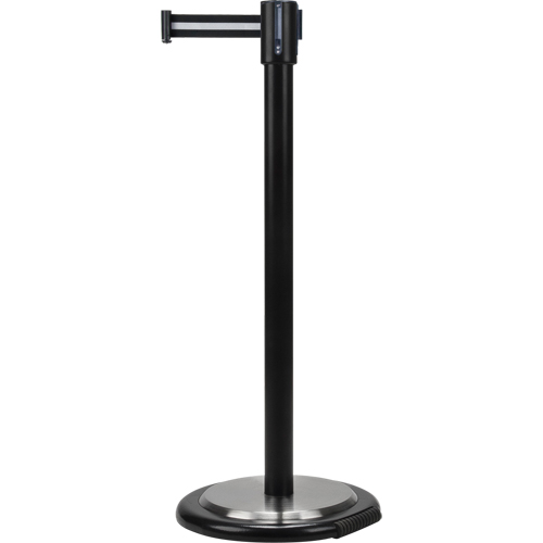 Free-Standing Crowd Control Barrier, Steel, 35" H, Black/White Tape, 7' Tape Length MAS Chibougamau
