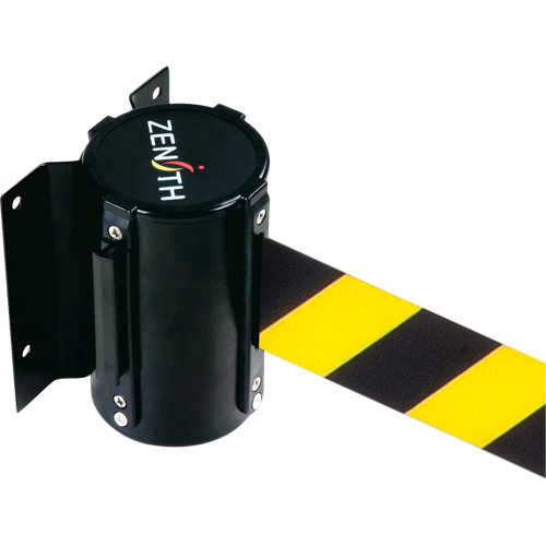 Wall Mount Barrier, Steel, Screw Mount, 7', Black/Yellow Tape MAS Chibougamau