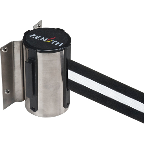 Wall Mount Barrier, Steel, Screw Mount, 7', Black/White Tape MAS Chibougamau