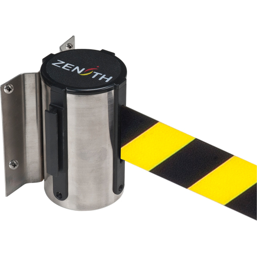 Barri&egrave;re &agrave; fixation murale, Acier, Fixation par vis, 7', Ruban Noir/Jaune MAS Chibougamau