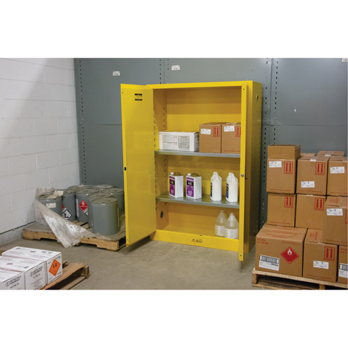 Flammable Storage Cabinet, 45 gal., 2 Door, 43" W x 65" H x 18" D MAS Chibougamau