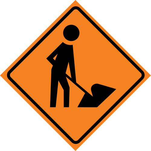 Men at Work Roll-Up Traffic Sign, 36" x 36", Vinyl, Pictogram MAS Chibougamau
