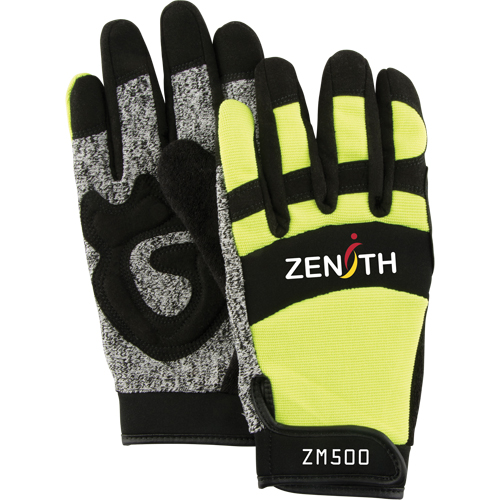 Gants de m&eacute;canicien ZM500 haute visibilit&eacute; r&eacute;sistants aux coupures, Paume PEHP, Taille Moyen MAS Chibougamau