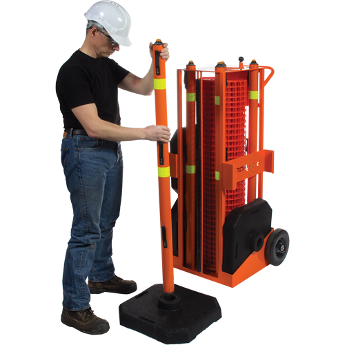 Portable Safety Zone, 100' L, Steel, Orange MAS Chibougamau