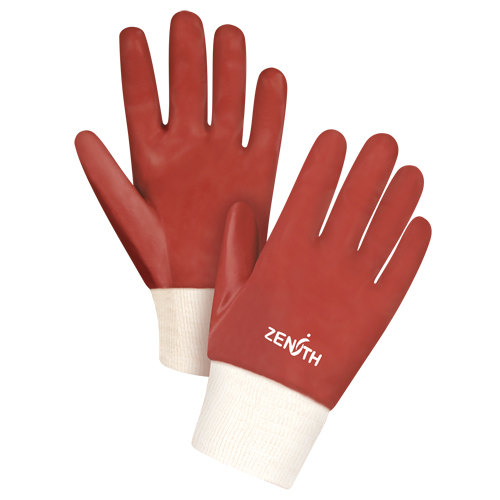 Gants rouges &agrave; fini doux r&eacute;sistants aux produits chimiques, Taille Grand/9, 10" lo, PVC, Doublure en Interlock, 47-mil MAS Chibougamau