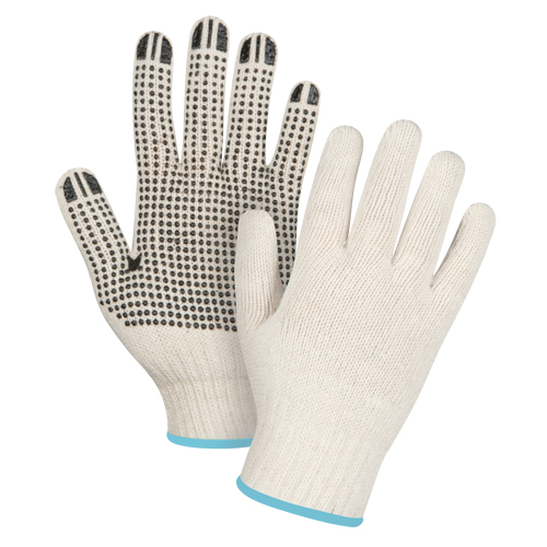 Gants l&eacute;gers tricot&eacute;s &agrave; pois, Poly/coton, Un c&ocirc;t&eacute;, Calibre 7, T-Grand MAS Chibougamau
