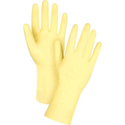Gants jaune canari de premi&egrave;re qualit&eacute; r&eacute;sistants aux produits chimiques, Taille Petit/7, 12" lo, Latex de caoutchouc, Doublure en Ouat&eacute;e, 18 mils MAS Chibougamau