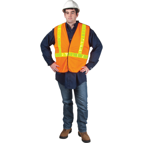 Veste de s&eacute;curit&eacute; pour la circulation d&eacute;tachable en cinq points, Orange haute visibilit&eacute;, Moyen, Polyester MAS Chibougamau