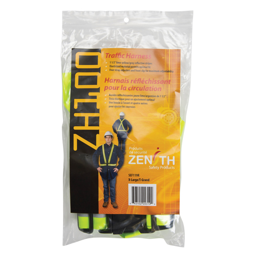 Standard-Duty Safety Harness, High Visibility Lime-Yellow, Silver Reflective Colour, X-Large MAS Chibougamau