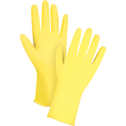 Gants jaune canari de premi&egrave;re qualit&eacute; r&eacute;sistants aux produits chimiques, Taille Grand/9, 12" lo, Latex de caoutchouc, Doublure en Ouat&eacute;e, 15 mils MAS Chibougamau