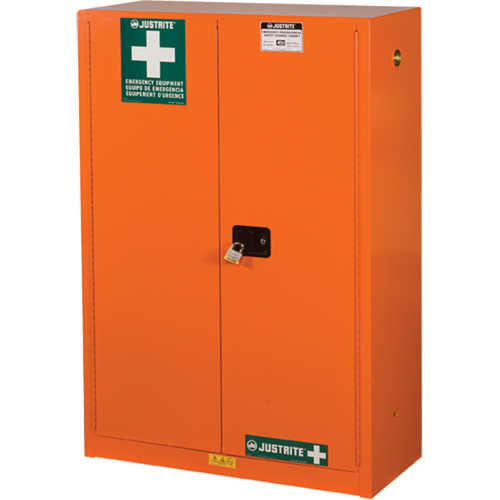 Armoires de rangement pour pr&eacute;paration aux situations d'urgence, Acier, 4 Tablettes, 65" h x 43" la x 18" P, Orange MAS Chibougamau