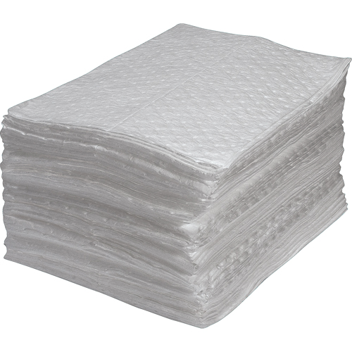 Feuilles absorbantes en fibres fines de premi&egrave;re qualit&eacute;, Huile seulement, 15" x 17", 25 gal. d'absorption MAS Chibougamau