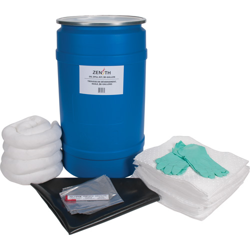 Trousse de lutte contre les d&eacute;versements pour &eacute;tabli, Huile seulement, Baril, Absorbance de 30 gal. US MAS Chibougamau