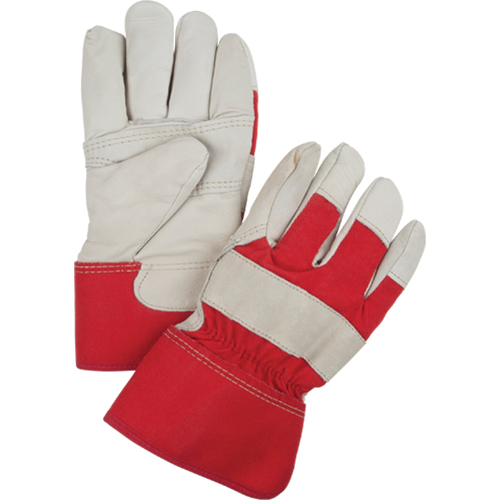 Red & White Winter-Lined Fitters Gloves, Large, Grain Cowhide Palm, Boa Inner Lining MAS Chibougamau