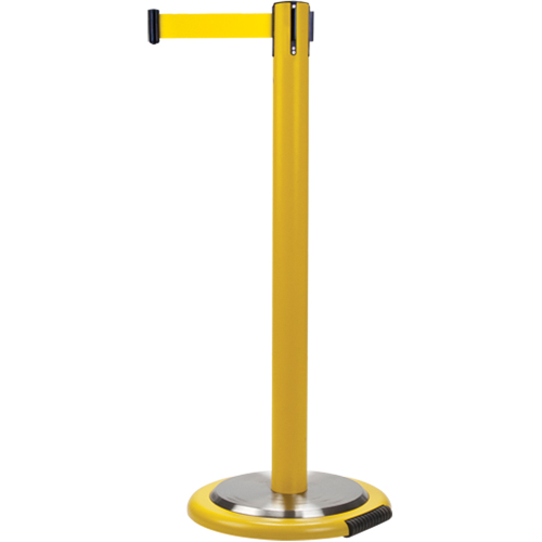 Free-Standing Crowd Control Barrier, Steel, 35" H, Yellow Tape, 7' Tape Length MAS Chibougamau