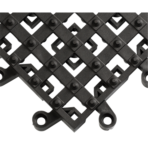 ErgoDeck&reg; Matting With Integrated No-Slip Cleats No. 553, PVC, 1-1/2' W x 1-1/2' L, 7/8" Thick, Black MAS Chibougamau