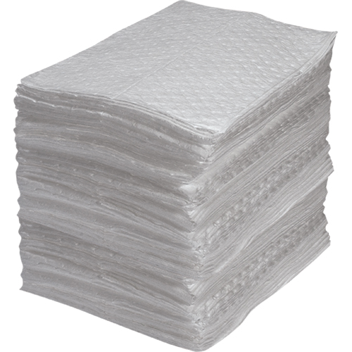Feuilles absorbantes en fibres fines de calibre industriel, Huile seulement, 15" x 17", 40 gal. d'absorption MAS Chibougamau