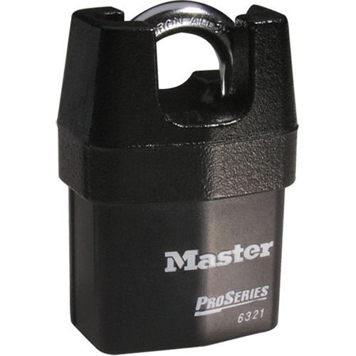 ProSeries&reg; Shrouded Padlock, Black, Keyed Different, Laminated Steel, 2-3/8" Width MAS Chibougamau