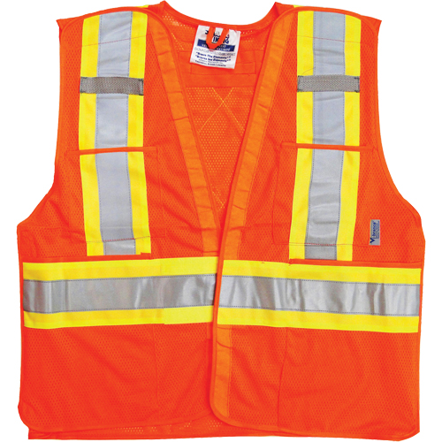 Traffic Safety Vest, High Visibility Orange, Large/X-Large, Polyester MAS Chibougamau