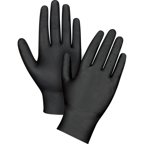 Heavyweight Tactile Grip Examination Gloves, Small, Nitrile, 8-mil, Powder-Free, Black MAS Chibougamau
