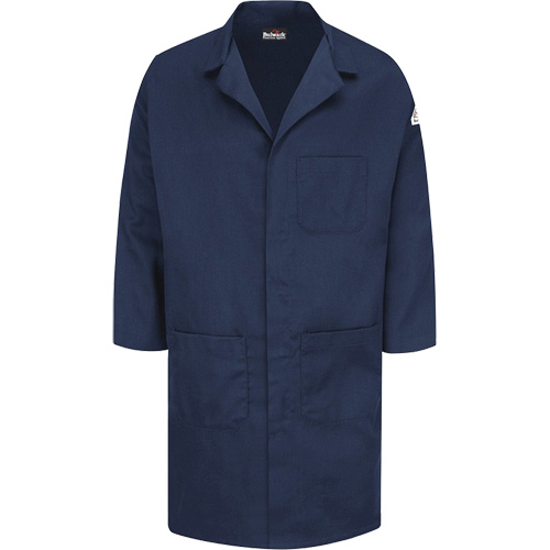 Excel FR&reg; ComforTouch&reg; Lab Coat, Cotton, Large, Navy Blue MAS Chibougamau