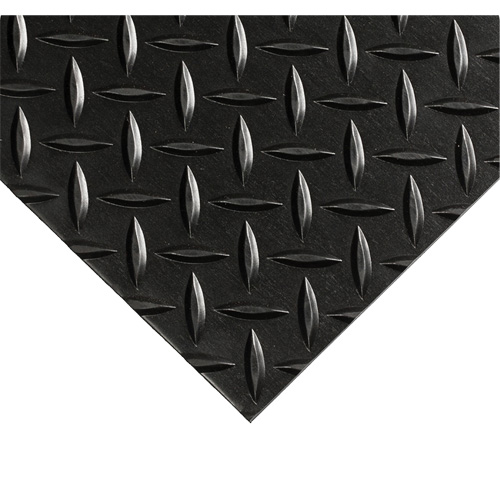 Diamond-Plate Switchboard Matting No.701, 2' W x 5' L, 1/4" Thickness, Black, PVC MAS Chibougamau