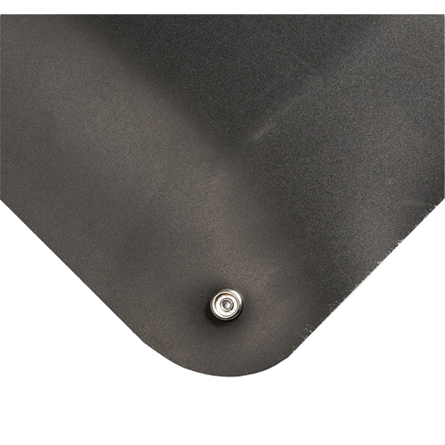 Electrically Conductive Mat No.786, 3' W x 10' L x 9/16" T, PVC, Smooth, Black MAS Chibougamau