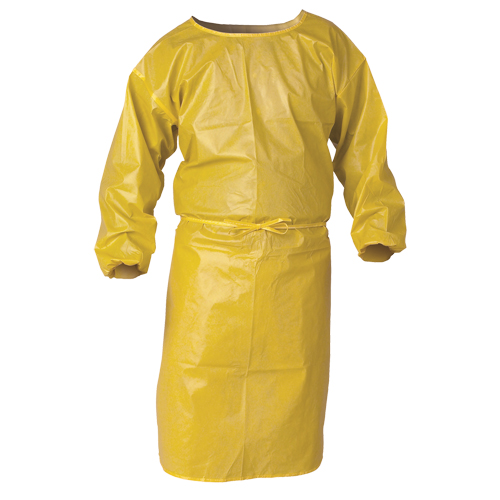 Blouse de protection Kleenguard contre la vaporisation de produits chimiques, Polypropyl&egrave;ne, Jaune, 34" la x 52" lo MAS Chibougamau