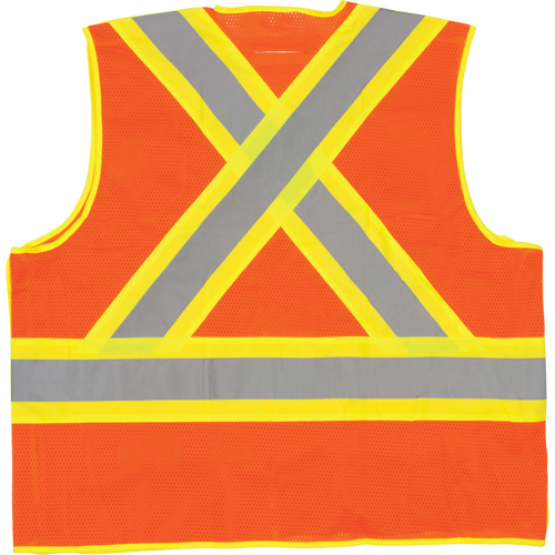 5-Point Tear-Away Premium Safety Vest , High Visibility Orange, Large/X-Large, Polyester MAS Chibougamau