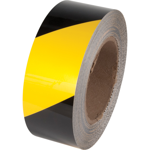 Tuff Mark&reg; Floor Marking Tape, 2" x 100', Polyester, Black and Yellow MAS Chibougamau