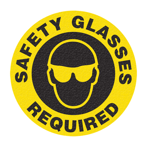 "Safety Glasses" Floor Sign, Adhesive, English with Pictogram MAS Chibougamau