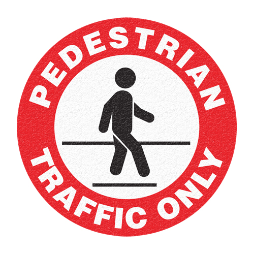 Panneau de signalisation au sol  Pedestrian Traffic Only , Adh&eacute;sif, Anglais avec pictogramme MAS Chibougamau