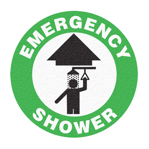 Panneau de signalisation au sol  Emergency Shower , Adh&eacute;sif, Anglais avec pictogramme MAS Chibougamau
