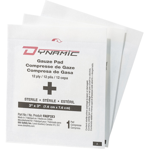 Dynamic Gauze, Pad, 3" L x 3" W, Sterile, Medical Device Class 1 MAS Chibougamau
