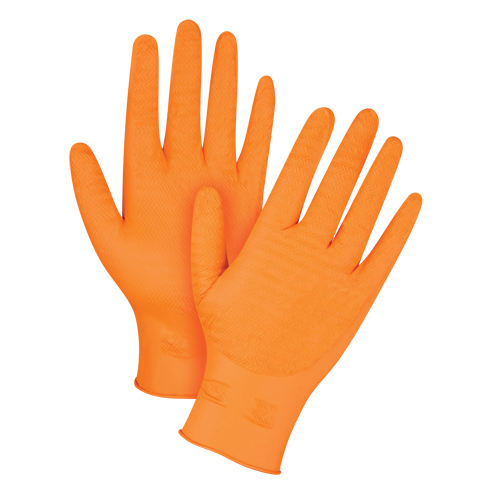 Heavyweight Gripper Gloves, Large, Nitrile, 7-mil, Powder-Free, Orange MAS Chibougamau