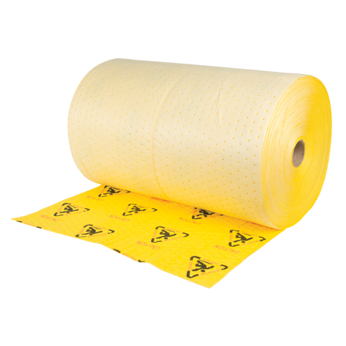 Rouleaux d'avertissement de premi&egrave;re qualit&eacute; - absorbants haute visibilit&eacute;, Lourd, 150' lo x 30" la, Absorption 57 gal. MAS Chibougamau