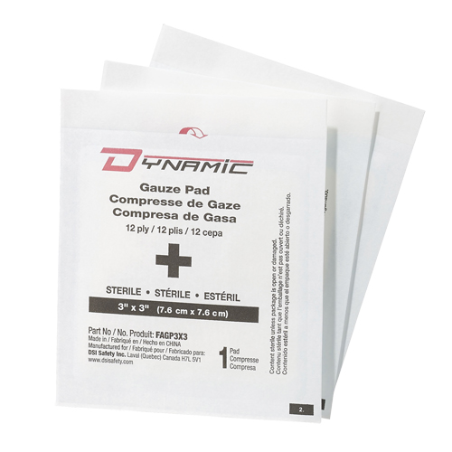 Dynamic Gauze, Pad, 3" L x 3" W, Sterile, Medical Device Class 1 MAS Chibougamau