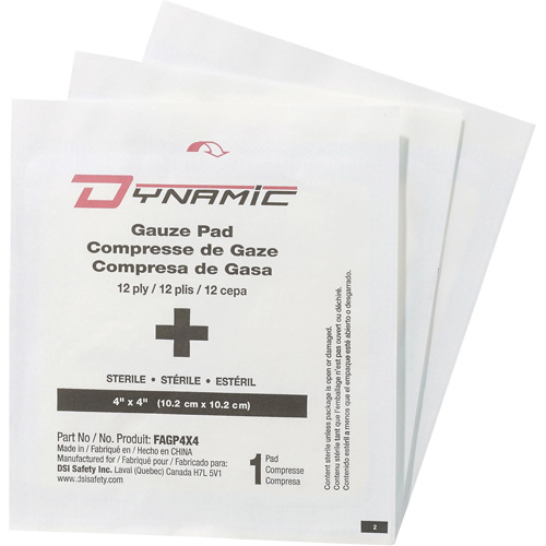 Gaze Dynamic, Tampon, 4" lo x 4" la, St&eacute;rile, Dispositif m&eacute;dical Classe 1 MAS Chibougamau