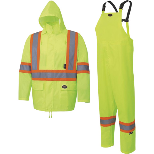 5619 Habit de pluie Oxford 150D, Polyester, 2T-Grand, Jaune lime haute visibilit&eacute; MAS Chibougamau