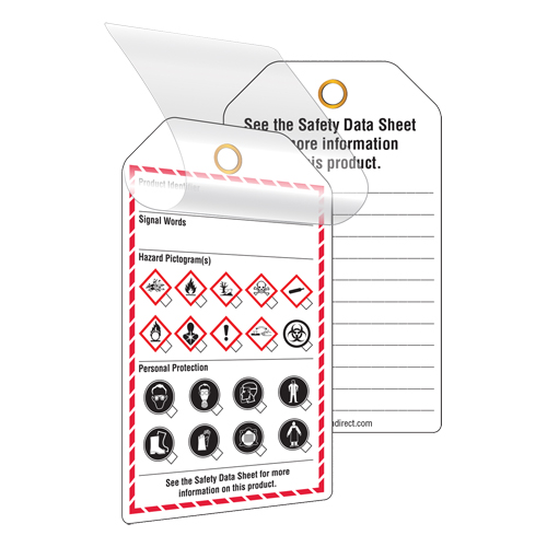 &eacute;tiquettes auto-plastifiantes pour le milieu de travail, Papier cartonn&eacute;, 3-3/8" la x 5-3/4" h, Anglais MAS Chibougamau