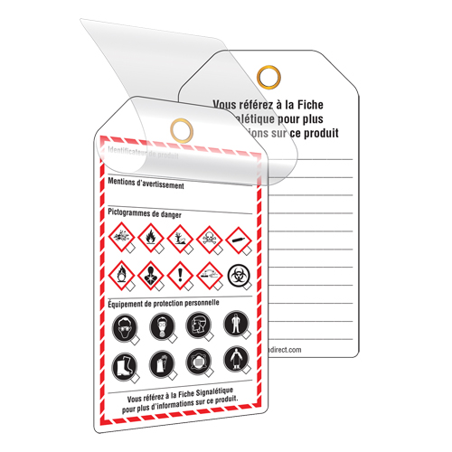 &eacute;tiquettes auto-plastifiantes pour le milieu de travail, Papier cartonn&eacute;, 3-3/8" la x 5-3/4" h, Français MAS Chibougamau