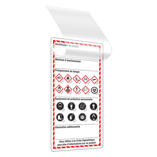 &eacute;tiquettes auto-plastifiantes pour le milieu de travail, Papier cartonn&eacute;, 3" la x 6" h, Français MAS Chibougamau