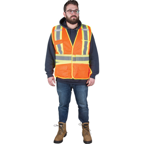 Veste d'arpenteur r&eacute;sistante aux flammes, Orange haute visibilit&eacute;, Moyen, Polyester MAS Chibougamau