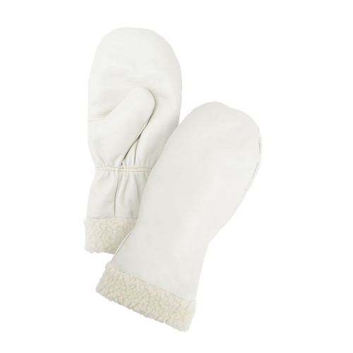 Mitaines d'hiver en cuir fleur de premi&egrave;re qualit&eacute; doubl&eacute;es de boa, Taille Grand, Mitaine MAS Chibougamau