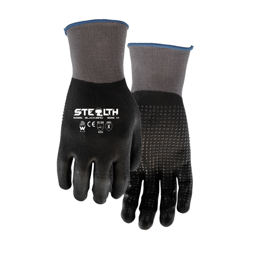 Gants 395 Stealth Blackbird, 11/2T-Grand, R&ecirc;vetement Mousse de nitrile, Calibre 15, Enveloppe en Nylon MAS Chibougamau