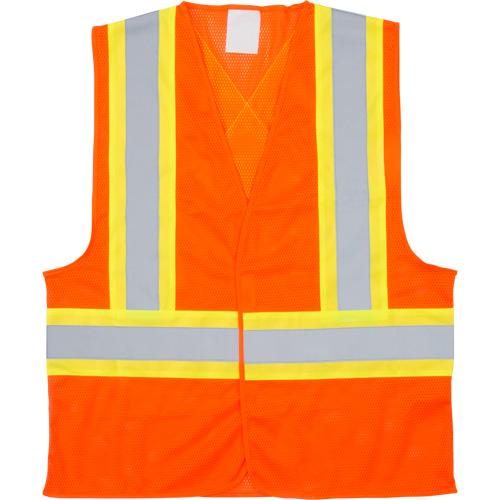 Traffic Safety Vest, High Visibility Orange, Medium, Polyester MAS Chibougamau