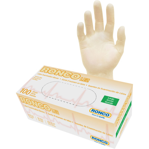 Disposable Gloves, Large, Latex, 4-mil, Powder-Free, Natural, Class 2 MAS Chibougamau
