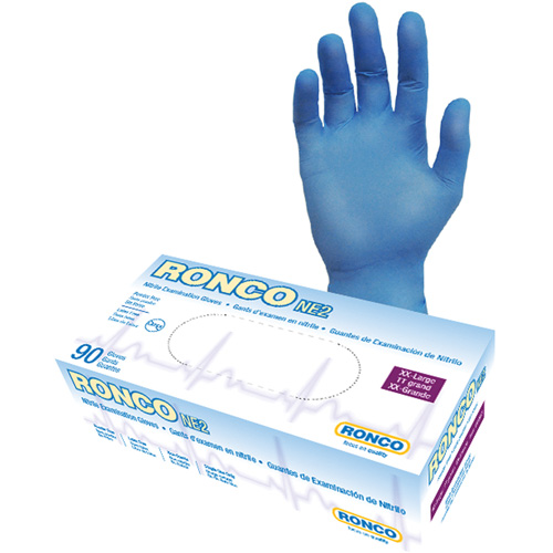 Gants jetables, 2T-Grand, Nitrile, 4 mils, Sans poudre, Bleu MAS Chibougamau