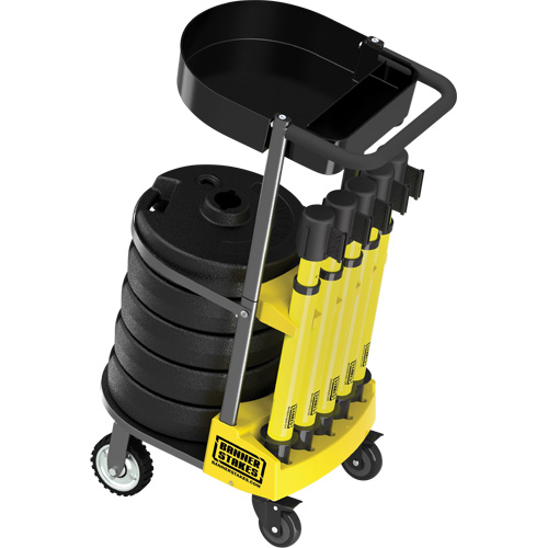 PLUS Barrier Post Cart Kit with Tray, 75' L, Metal, Yellow MAS Chibougamau